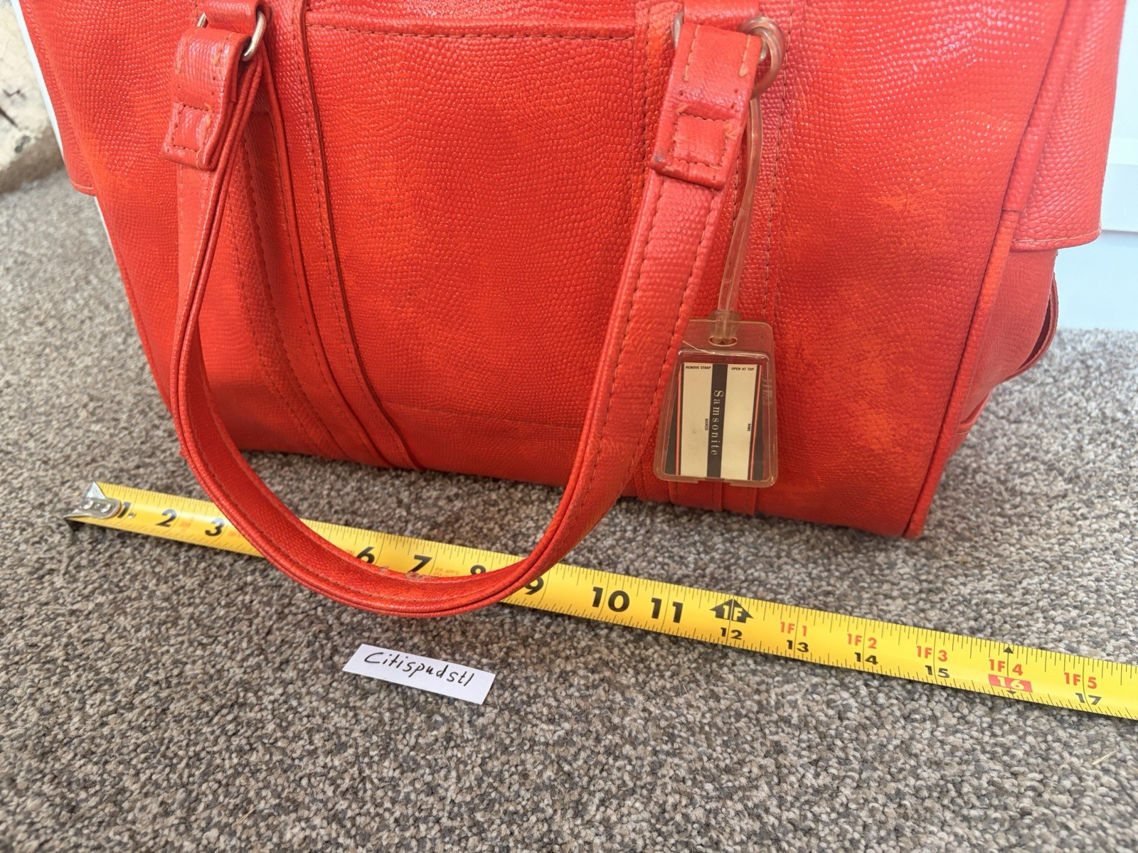 🧳 1970’s Samsonite Sherbrooke Luggage Tote Orange Autumn Blaze 16” W x 13” H
