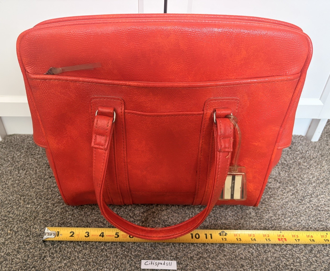 🧳 1970’s Samsonite Sherbrooke Luggage Tote Orange Autumn Blaze 16” W x 13” H