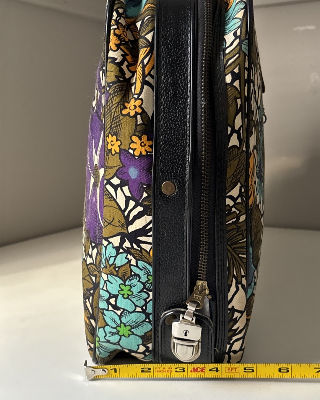 Vtg Bantam Floral Suitcase 70s Mod Canvas Carry On Luggage Flower Power Bag