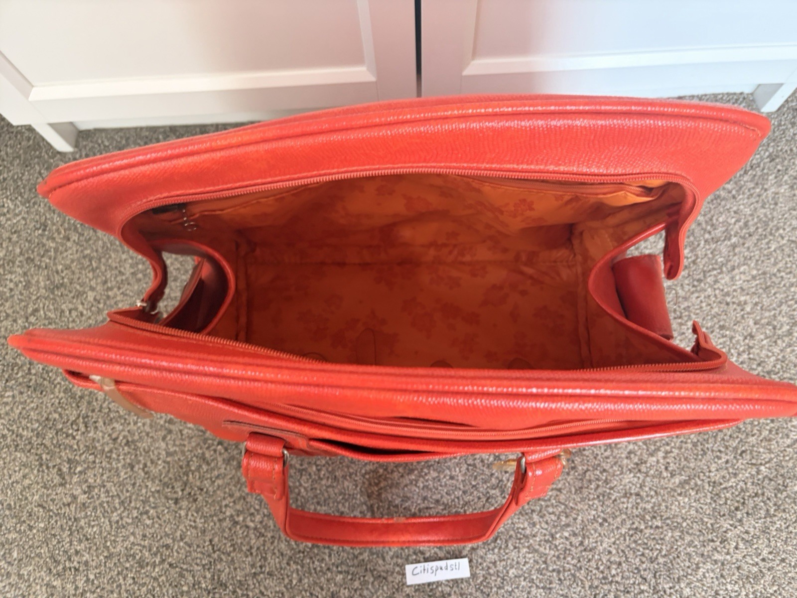 🧳 1970’s Samsonite Sherbrooke Luggage Tote Orange Autumn Blaze 16” W x 13” H