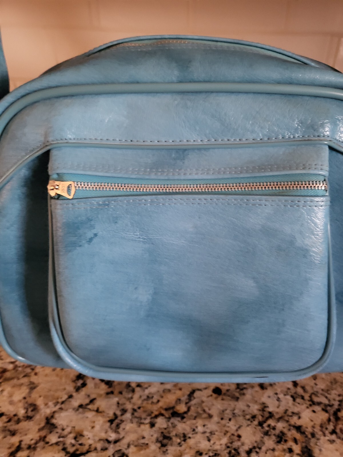 Vintage 1975 American Tourister Aqua Travel Bag Carry On Luggage Shoulder Strap