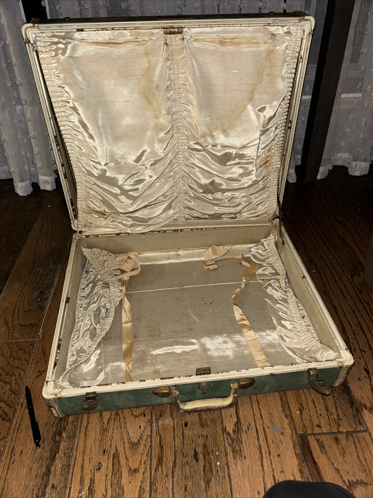 Vintage Samsonite Bermuda Green Marble 2 Piece Luggage Set 17.5” & 13”