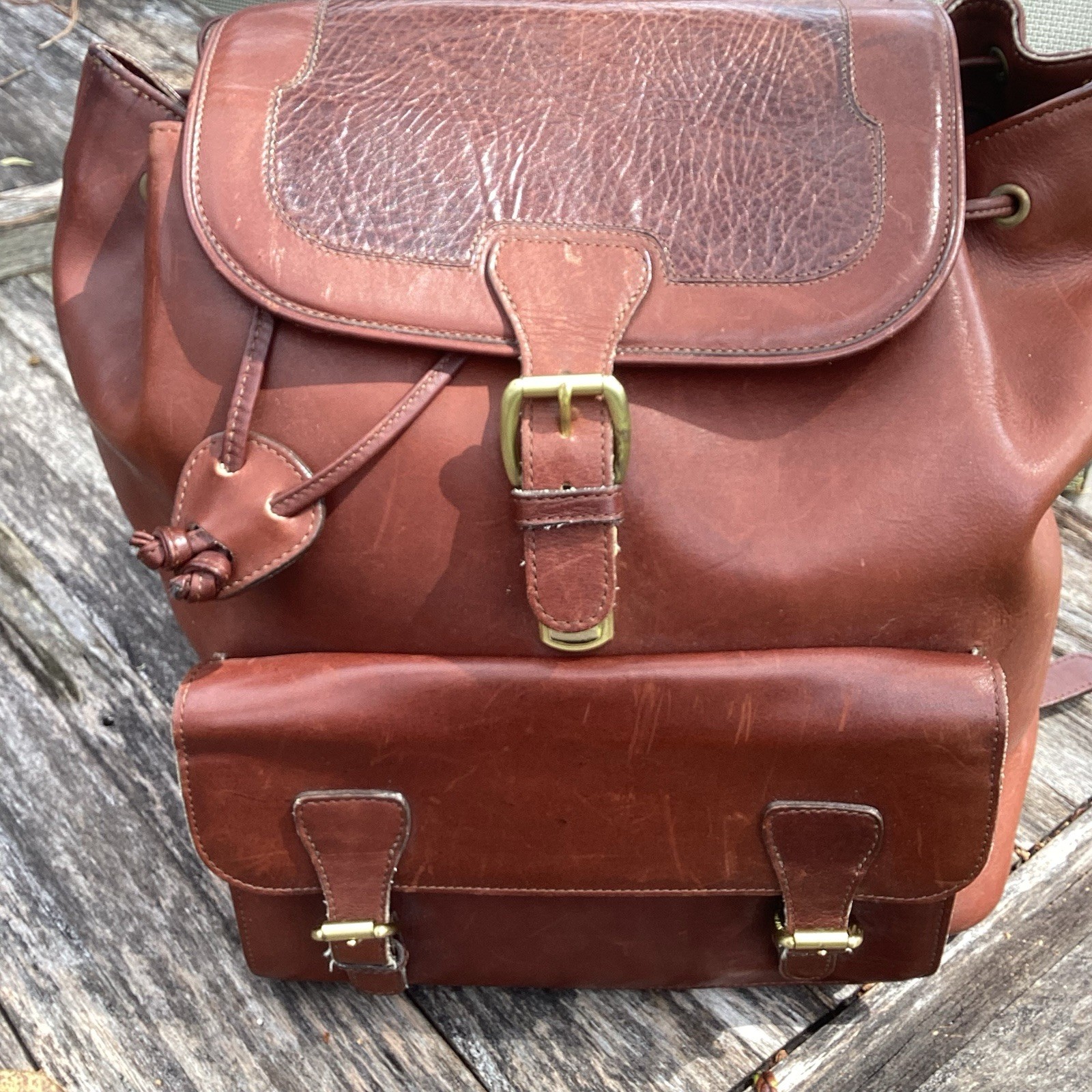 Cole Haan Vintage 90’s Brown Leather Backpack With Dust Bag