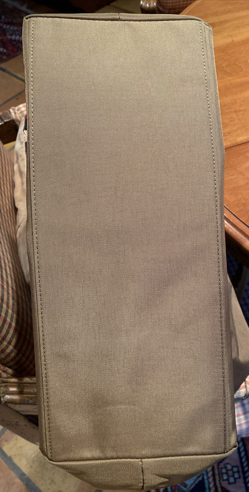 Vintage HARTMANN Zippered Vinyl Leather Accents Khaki/Brown Tote/Travel Bag EUC