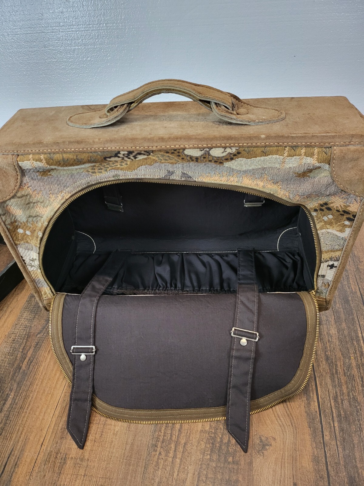 Vintage Country Luggage Suitcase Countryside with Unicorn suede Tapestry
