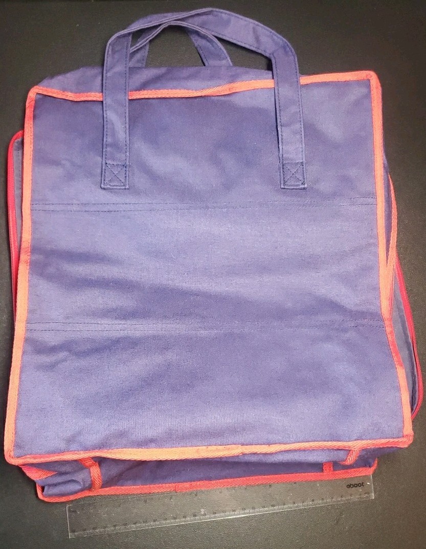 Vintage Lillian Vernon Bag Navy Tote 6 Shoe Bag Travel Zip handles Duffel Case