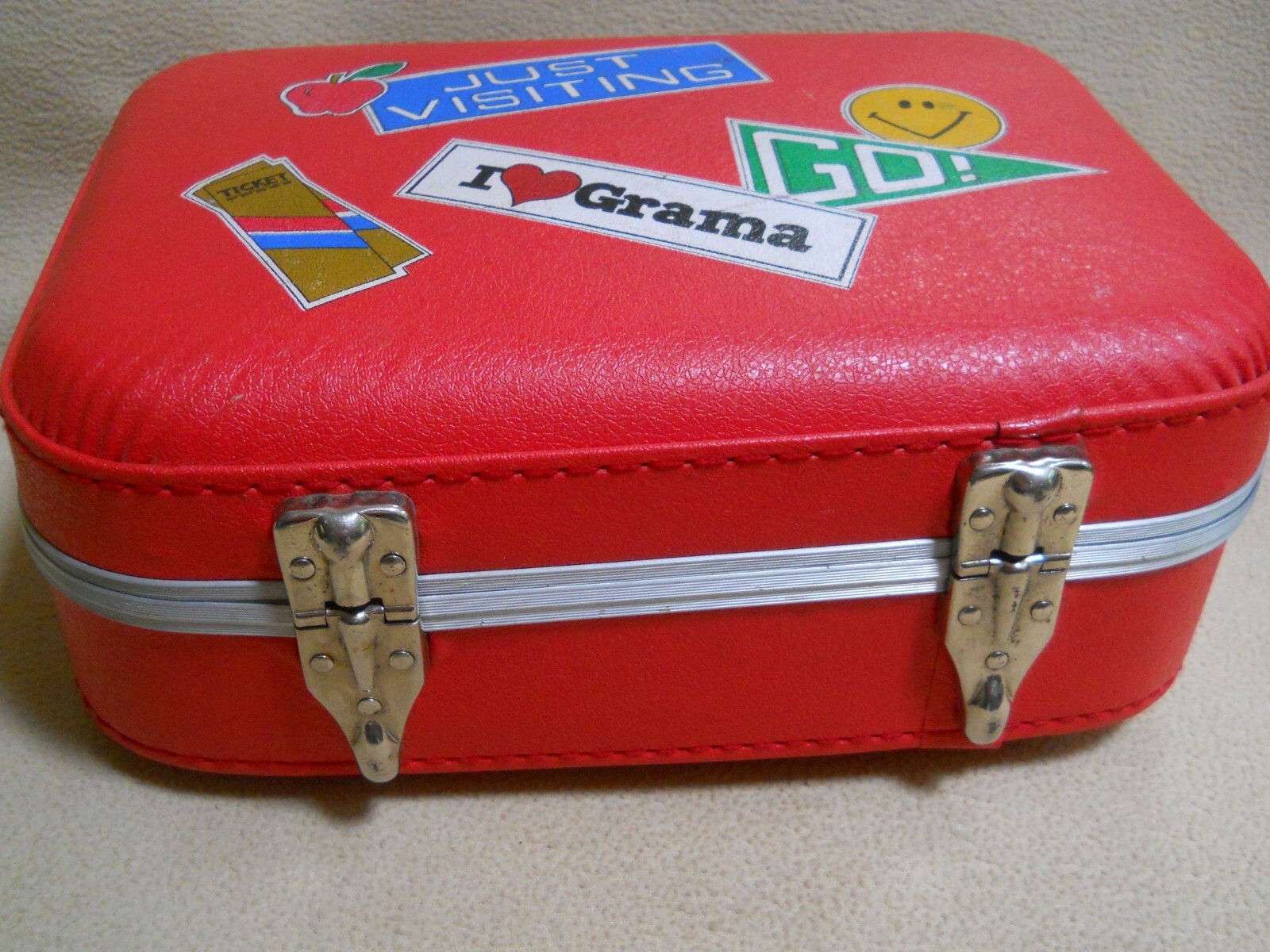 Vintage I Love Grama Grandmom Suitcase & # 1 Gramdma Troll Doll