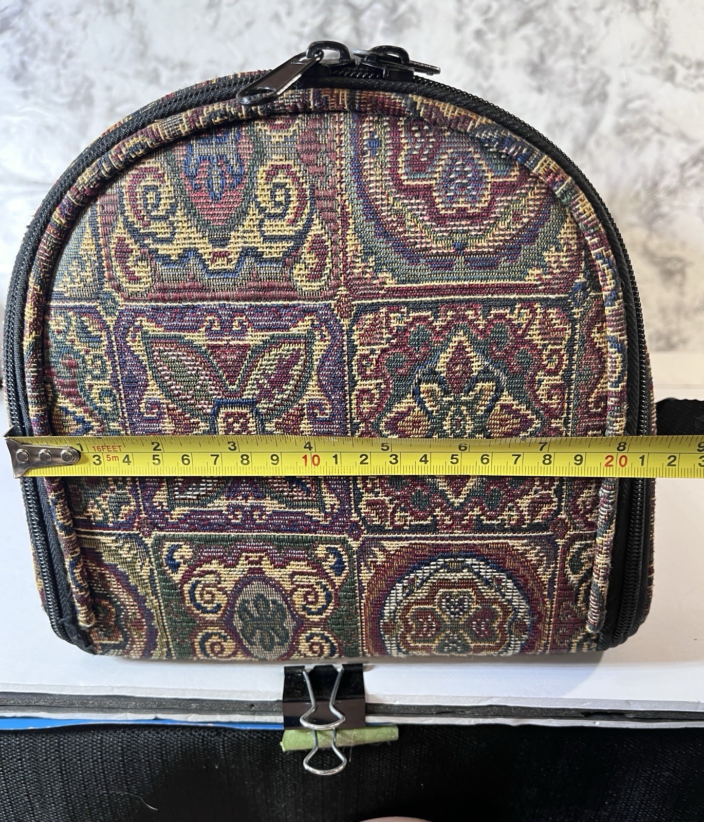 Vintage Stitch & Go Geometric Tapestry Craft Organizer Travel Roll Bag