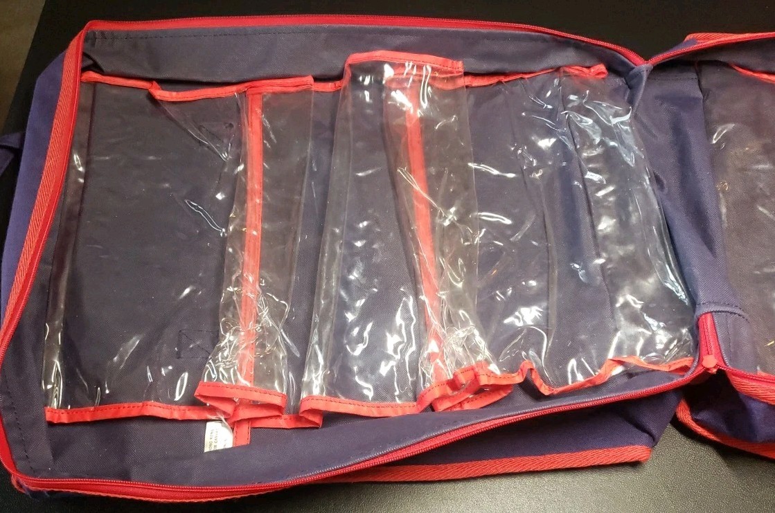 Vintage Lillian Vernon Bag Navy Tote 6 Shoe Bag Travel Zip handles Duffel Case
