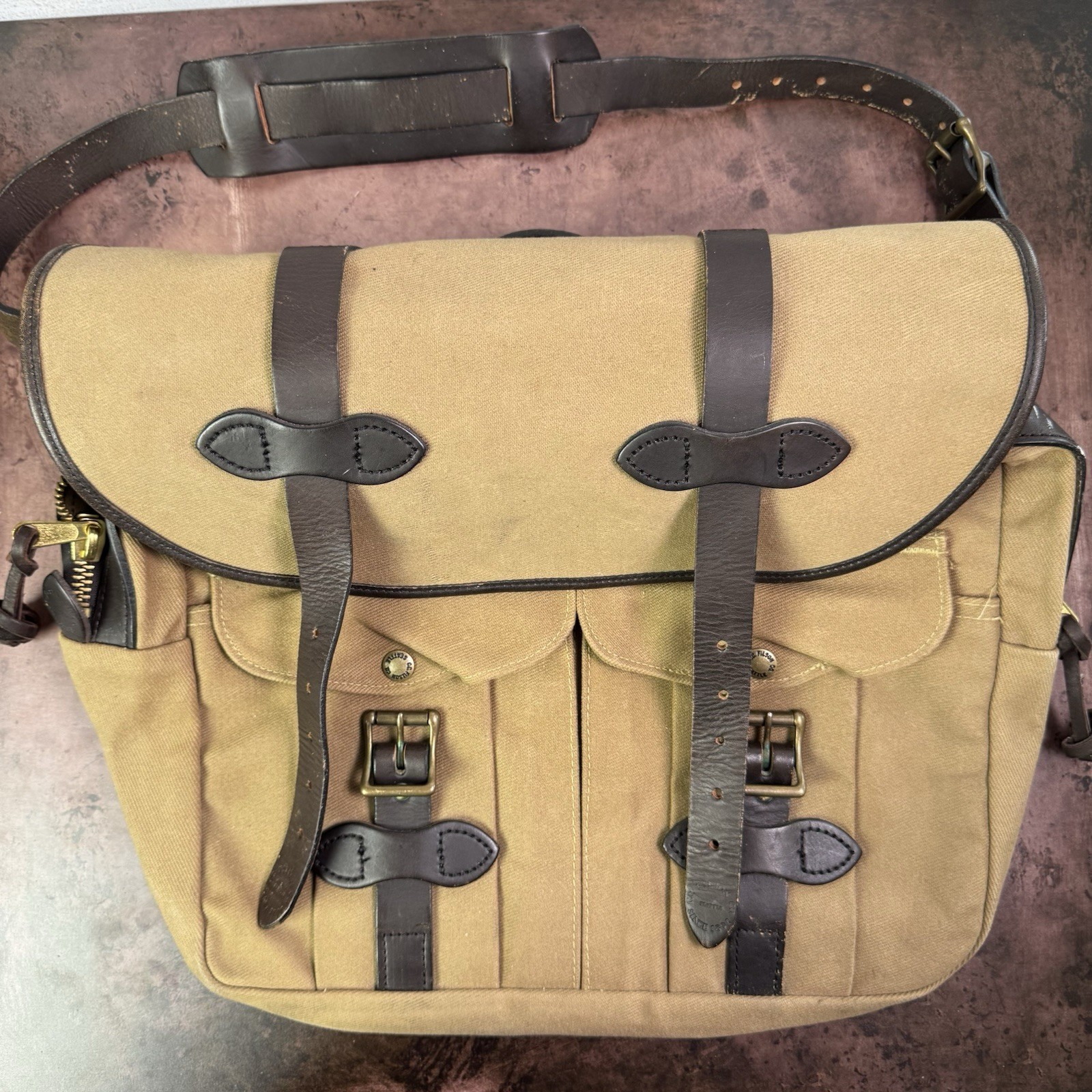 Vtg 90s Filson 240 Small Carry-On Bag Tan Rugged Twill Zippered Travel USA Lock