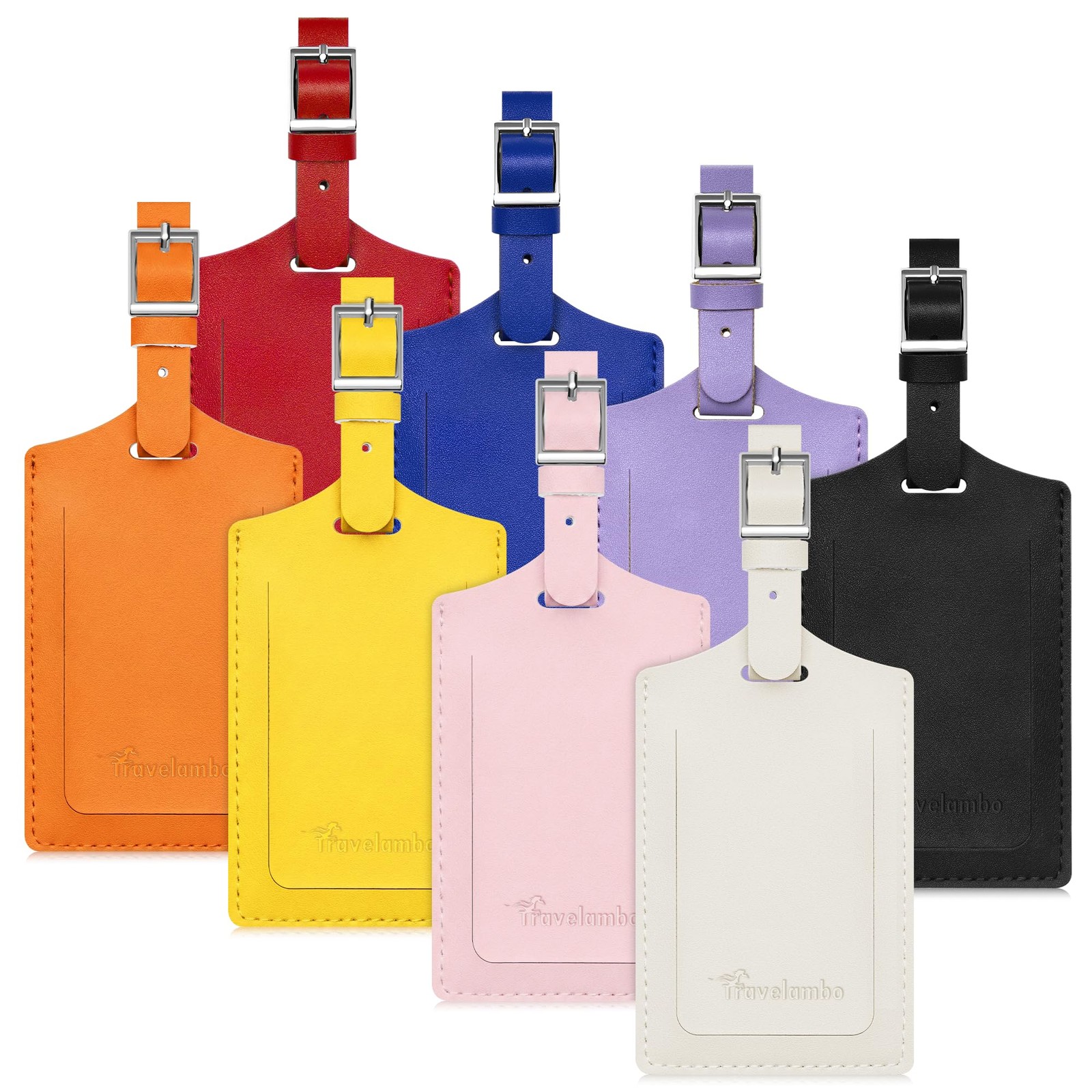 Travelambo 8 Pack Luggage Tags Faux Leather for Suitcases Travel Bag Labels Trav