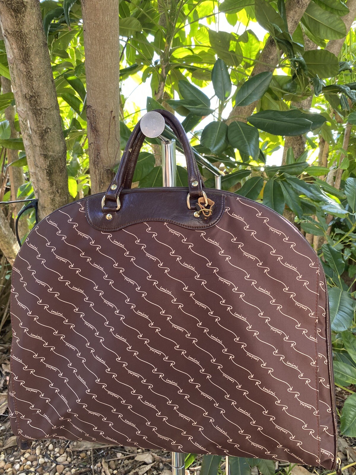 VTG Rimini by ACE Monogram Garment Bag Brown Travel Luggage Suit Carrier Japan