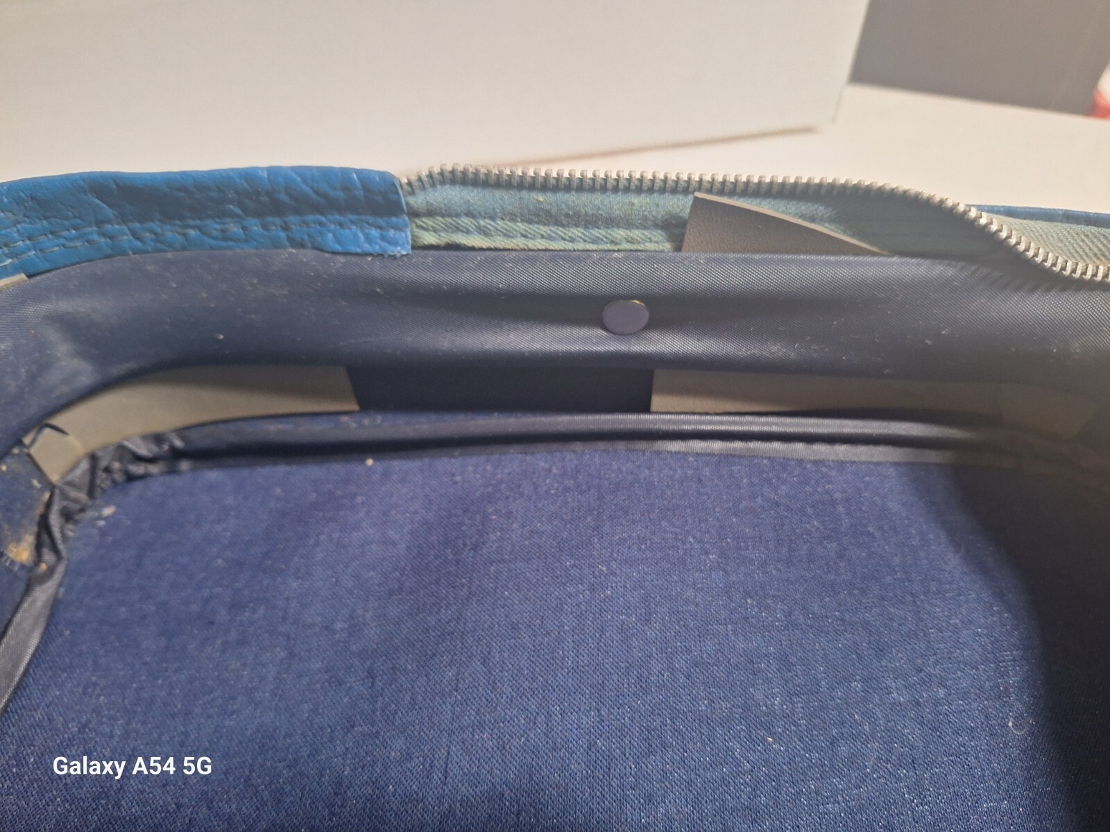 Vintage 70’s K Line Travel Bag Carry on Blue Textured Zippers Handle