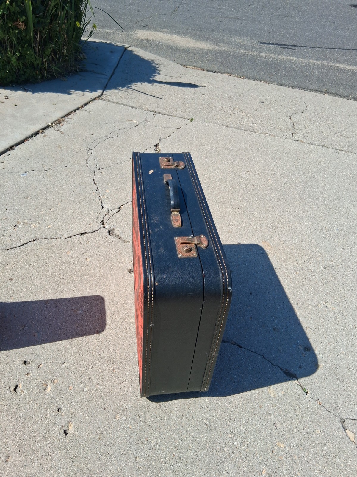 Vintage Inspired Red/Black Plaid Hard Vinyl Suitcase Luggage