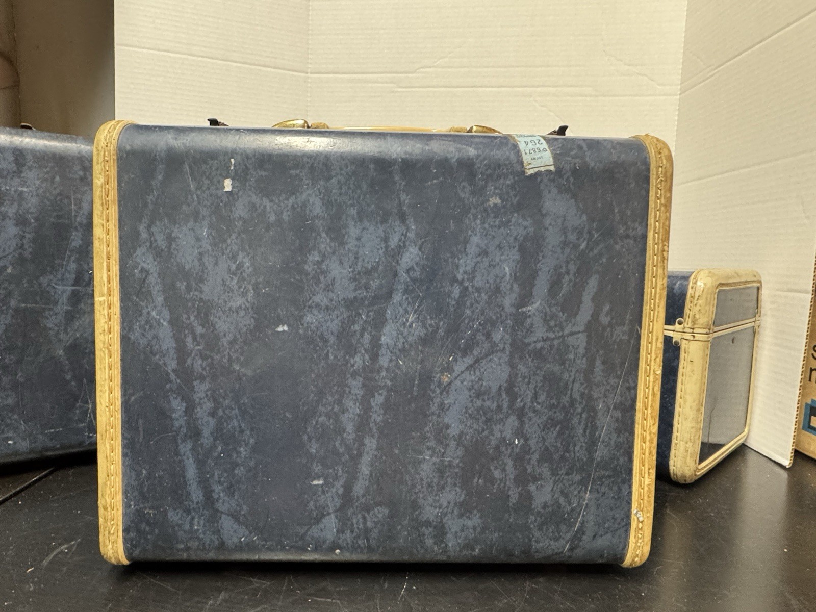 Vintage Samsonite Luggage Set 3 Admiral Blue Marble Train Case Shwayder Bros