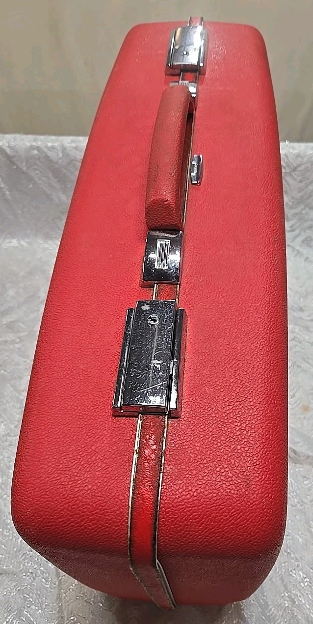 Vintage Sears Forecast Suitcase Red 21” Hard Case Luggage Mid Century No Key MCM
