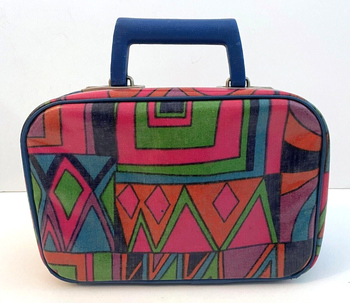 Vintage MOD 1960’s Mini Suitcase Multi Colored Patent