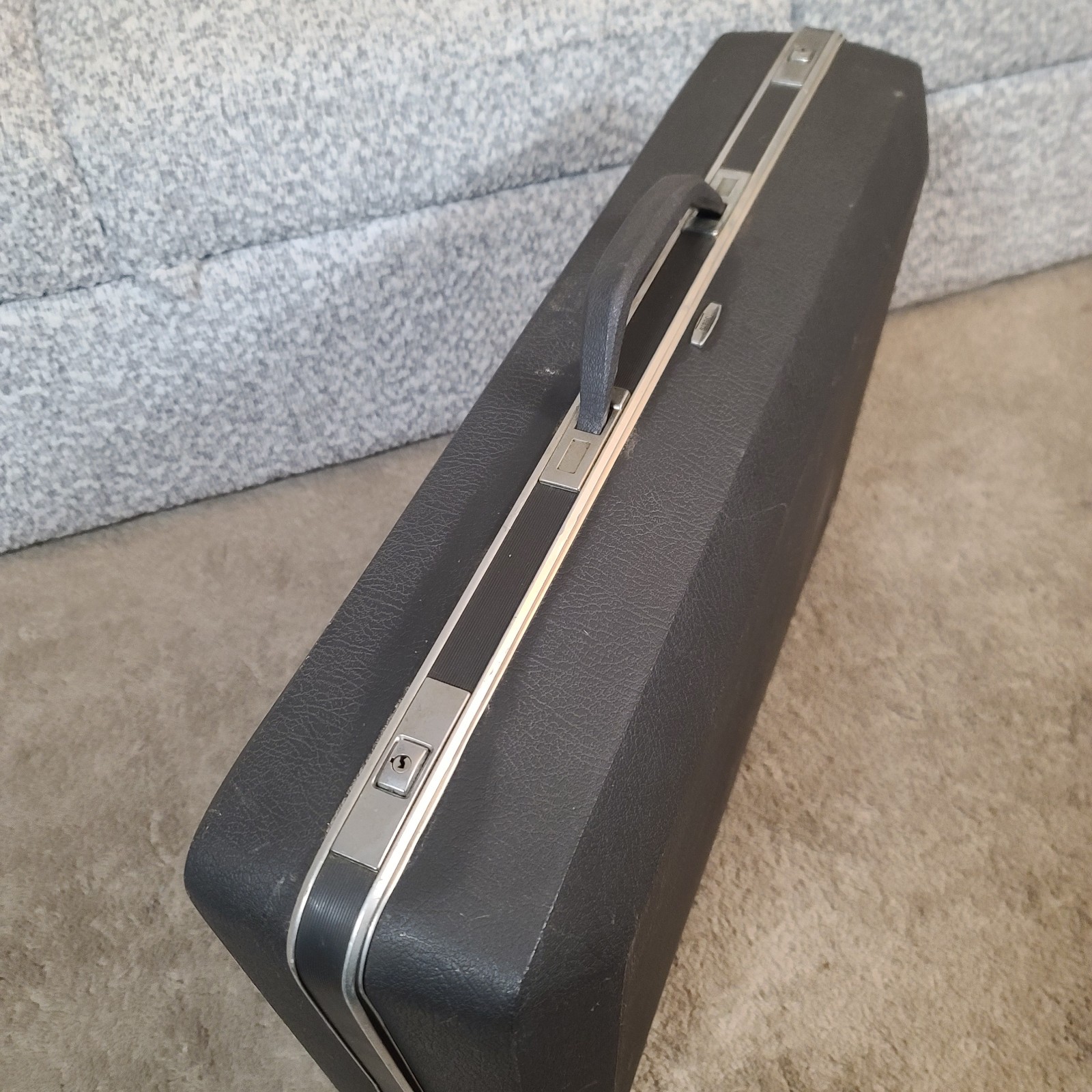 Vintage Sears Forecast Hard Shell Luggage Set w/Dividers Dark Gray No Keys