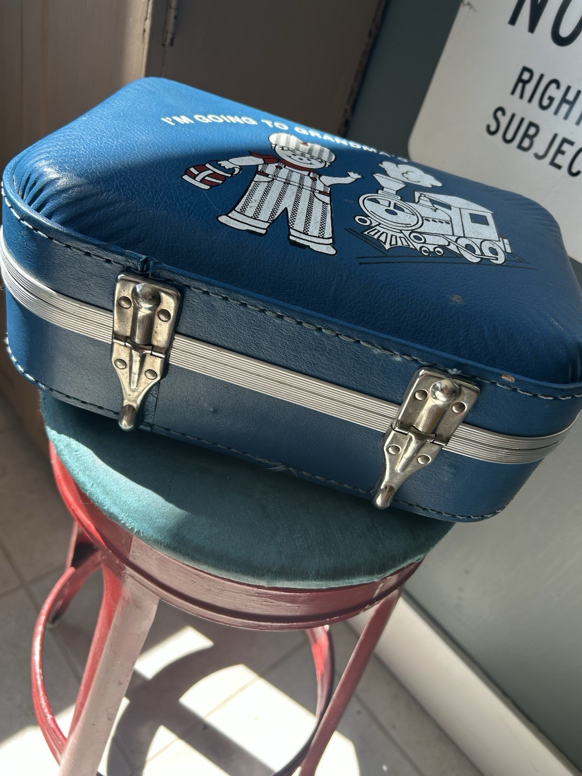 vintage child’s Hard-sided Suitcase, I’m going To grandma’s