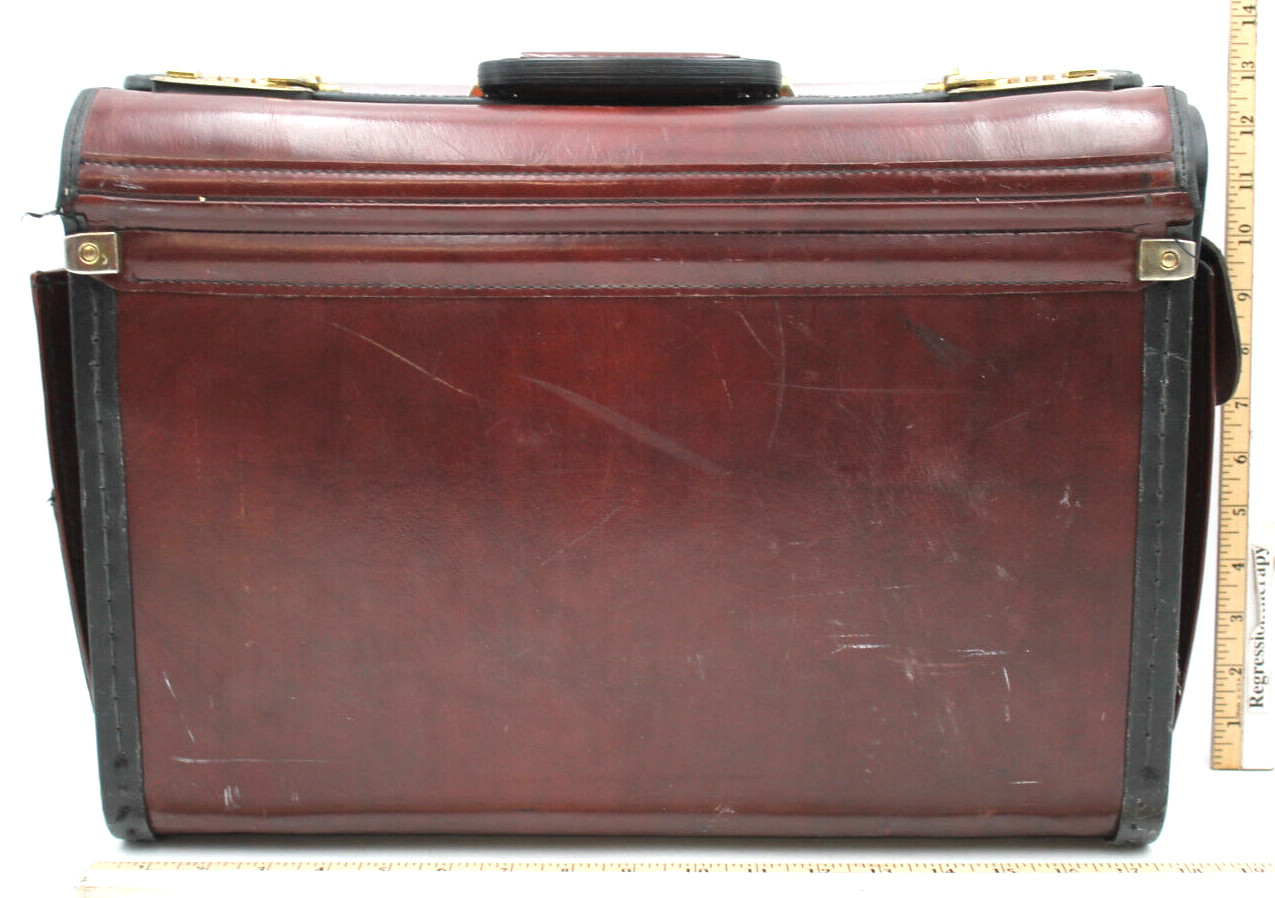 8x12x18″ Brandy Wine Red Leather Audit Attorney Bag Attache Satchel Comb Lock+++