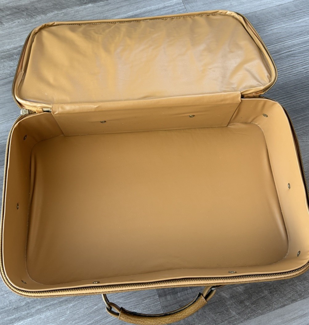 Vintage Travel Case Geometric Retro Design 18x11x4.5 Brown