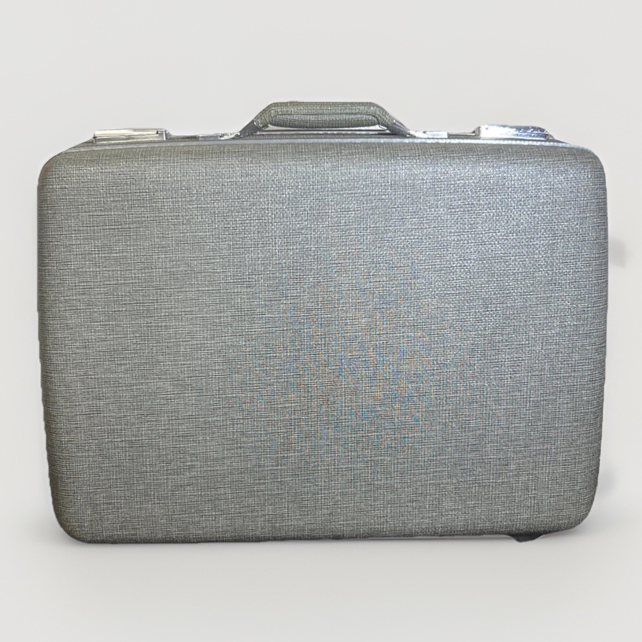 VTG 1960’s American Tourister Gray Hard Shell Suitcase Luggage w/Key 22″