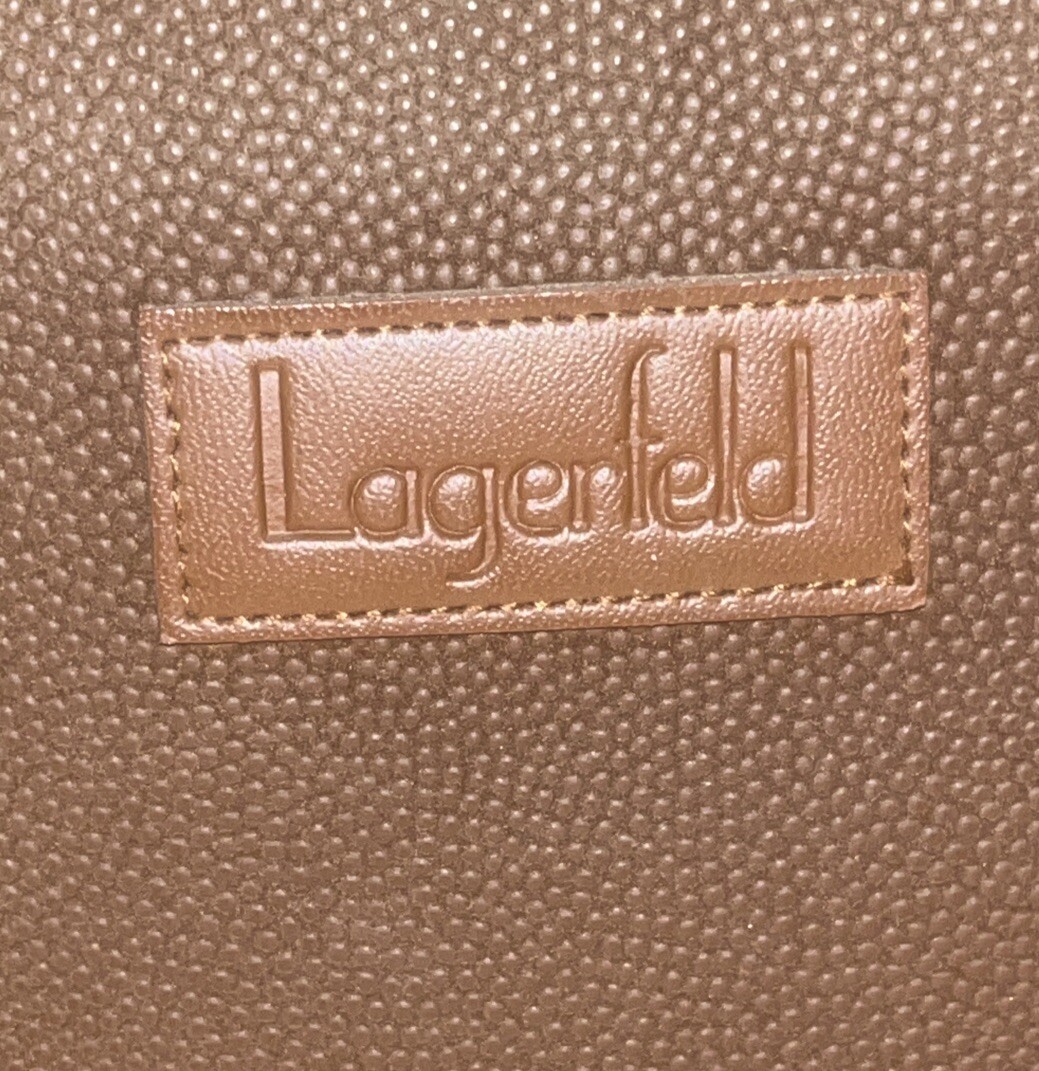 Lagerfeld Large Brown Toiletries Travel Case W/ Handle 2 Zip Compartments