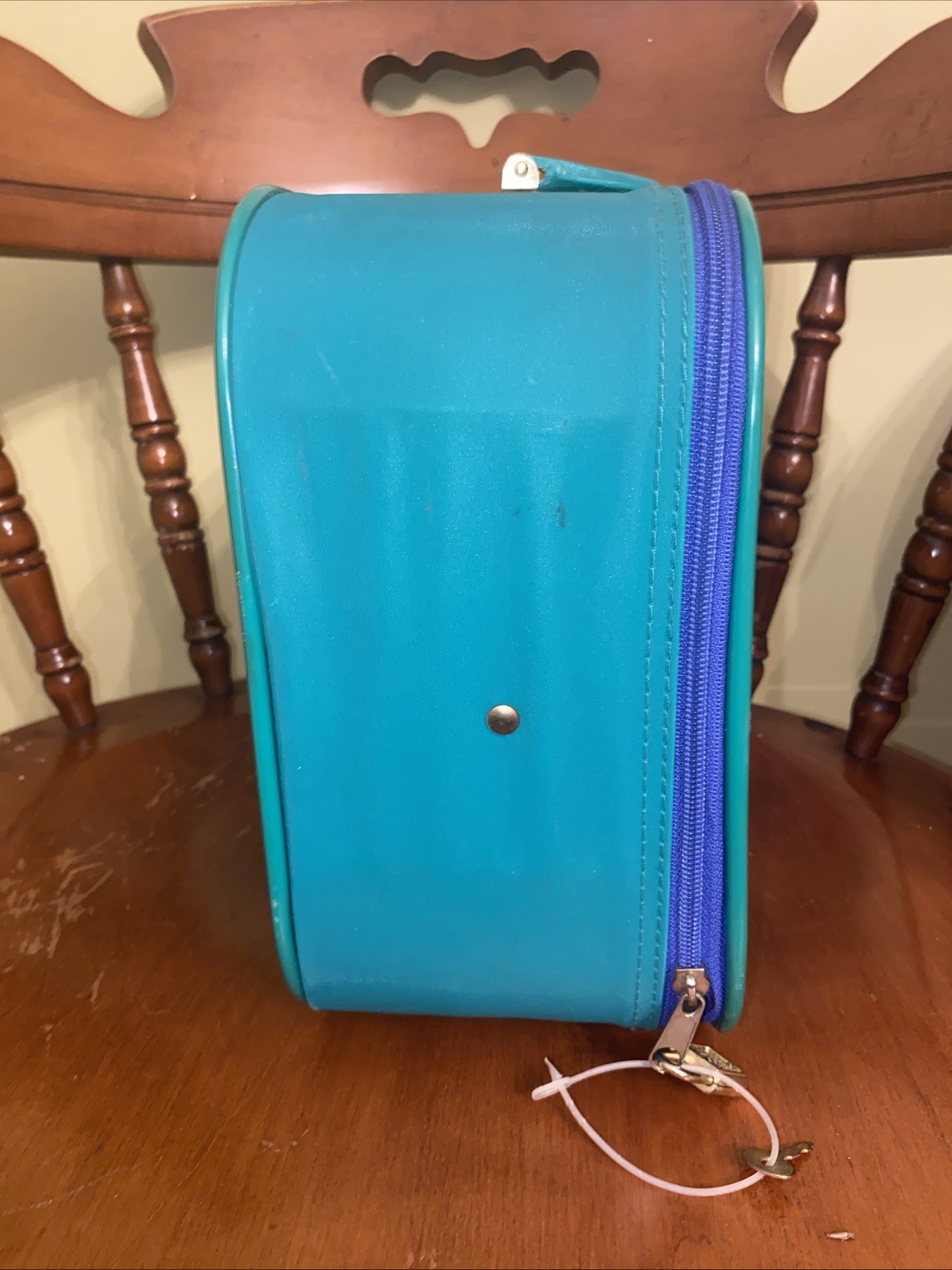 Vintage GOING TO GRANDMA’S Green 1980s Childs Vinyl Suitcase With Orig Lock+Key