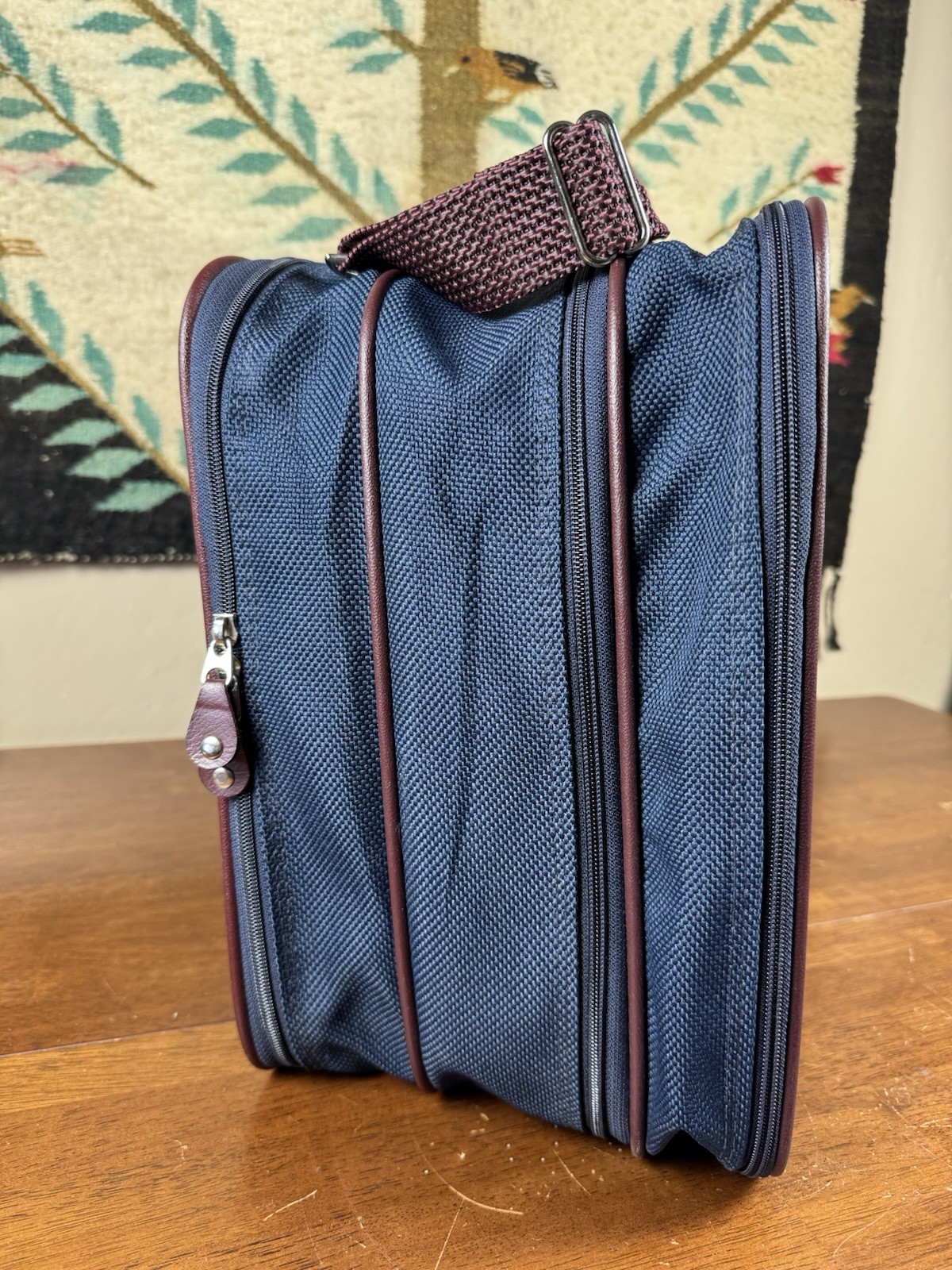 Vintage Samsonite Silhouette 4 Blue Burgundy Briefcase Travel Bag 1987 w/ Lock