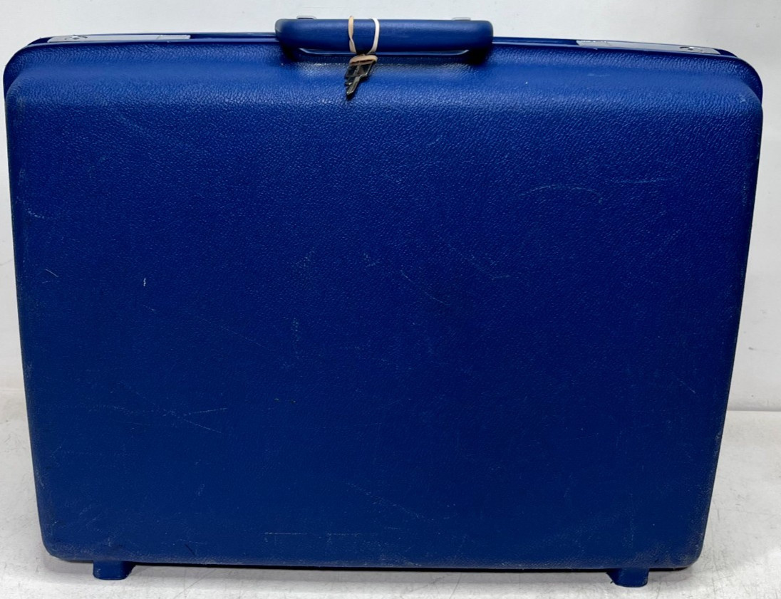 Vintage Samsonite Concord Blue Hard Shell Suitcase Locking Key 20x16x6 W/ Key