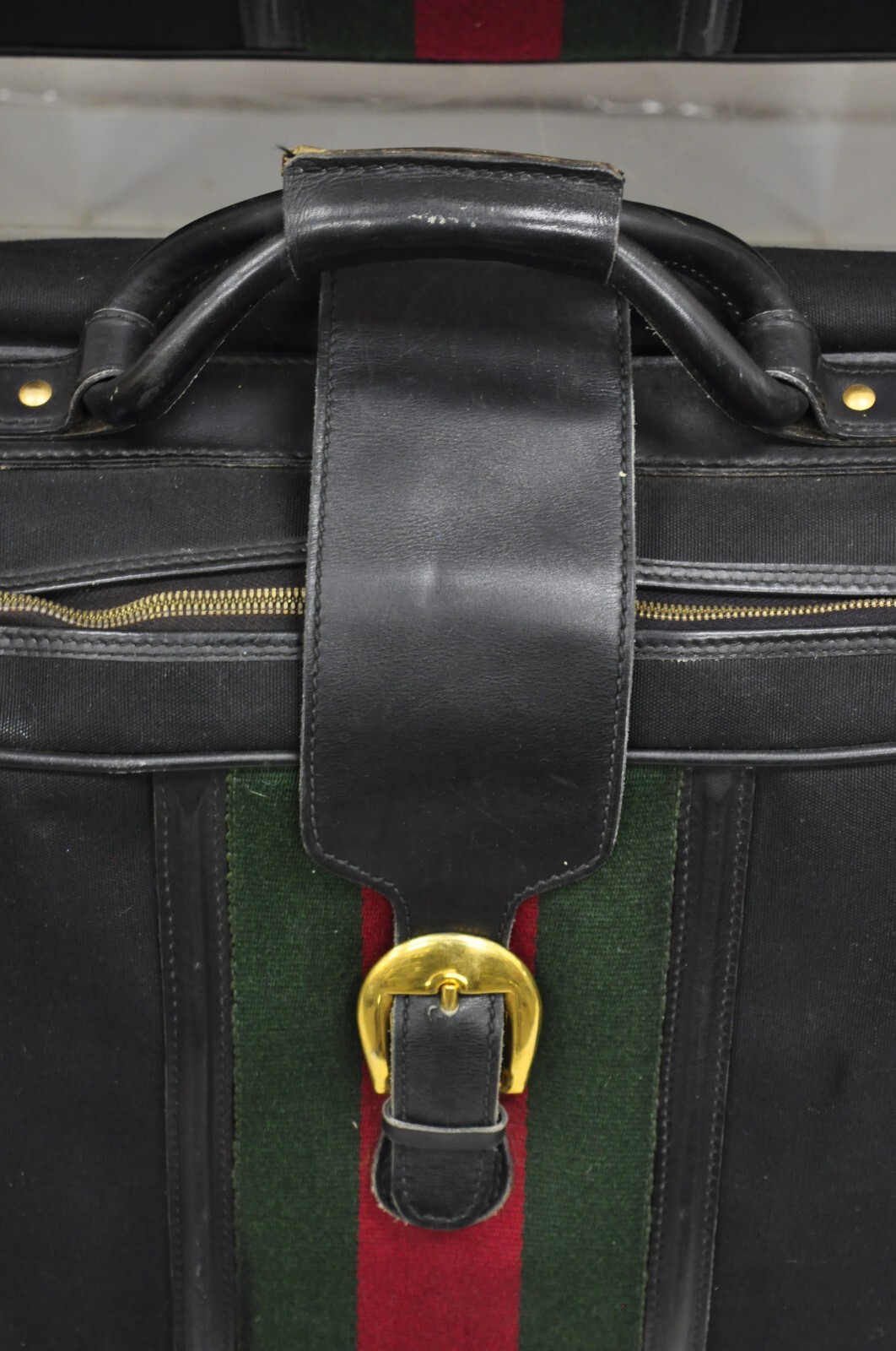 Vintage Gucci Black Canvas and Leather Suitcase Luggage His and Hers Set – 2 Pcs