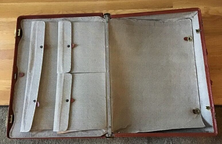 Vintage 1950’s Wardrobe Tray Luggage w/ Key and Hangers Stitched Cowhide