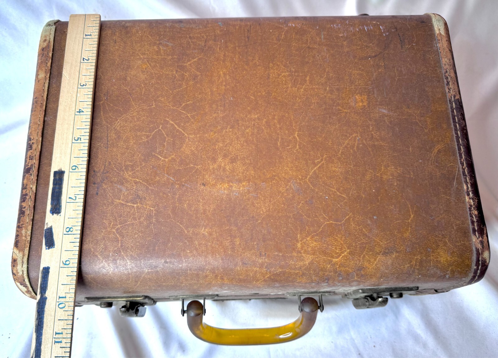 VTG Leather Samsonite Shwayder Bros Valise Suitcase Hard Shell Bakelite? Handle