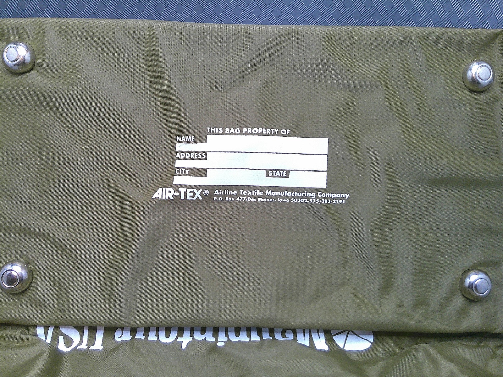Vintage Maupintour USA Air-Tex Travel Bag Khaki Green Straps Zippered 14x13x7