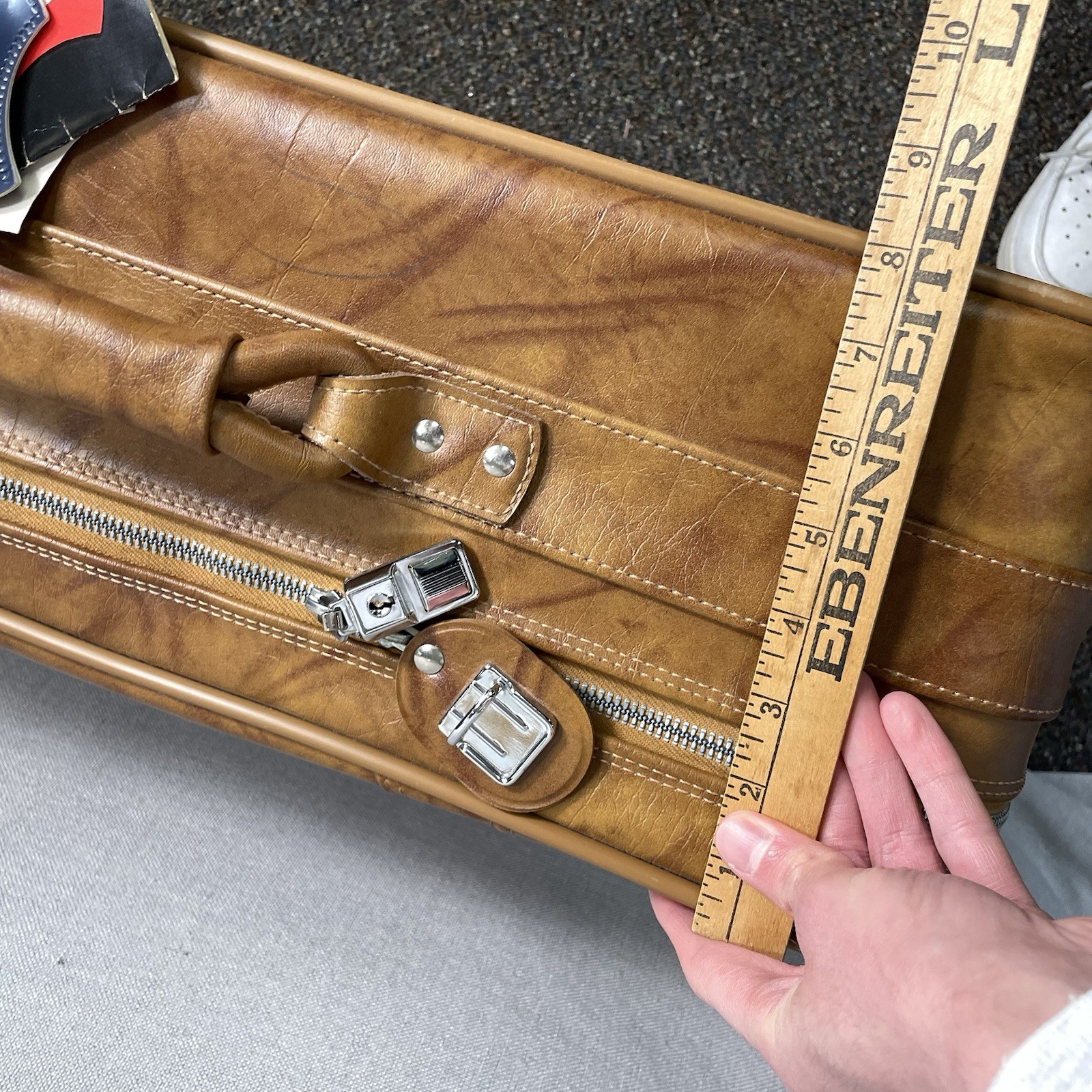 VINTAGE American Tourister Brown Faux Leather Luggage Suitcase 1980s NEW!