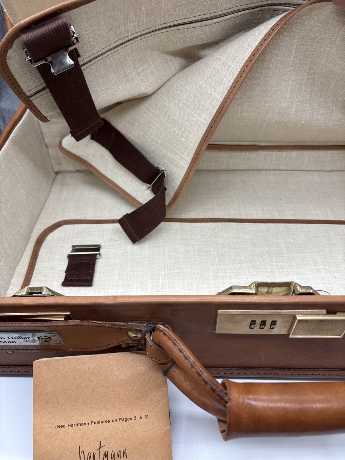 Vtg Hartmann Luggage 747 Belted Brown Leather Lined 18x11x7 Original Tags