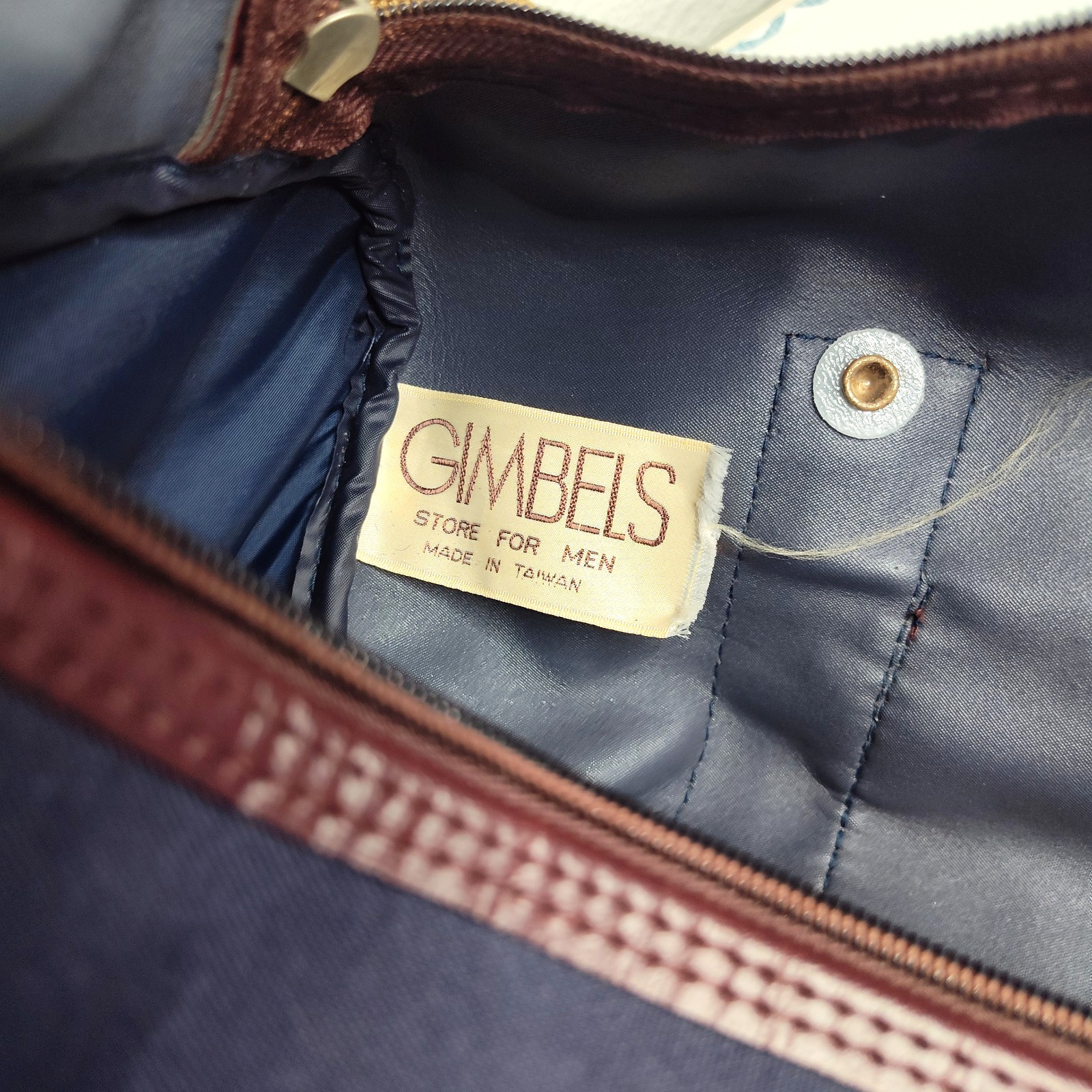 Gimbels Vintage Duffle Leather Canvas Weekender Travel Carry-on Overnight Bag