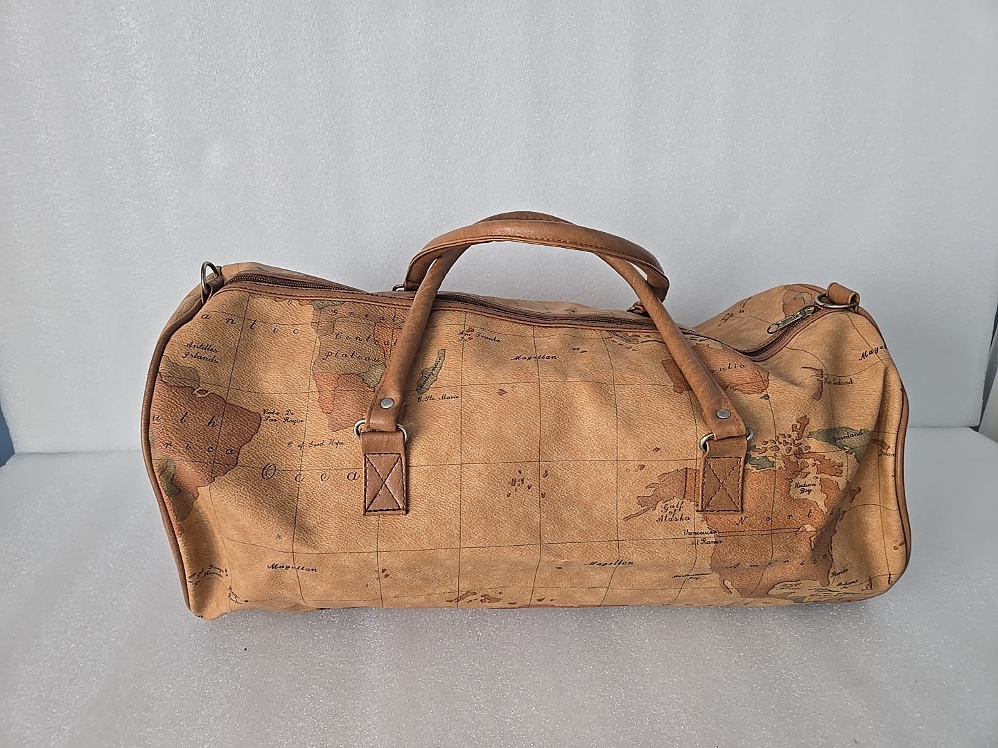 Vintage Magellan World Map Duffel Bag Weekender Carry-On 1990s