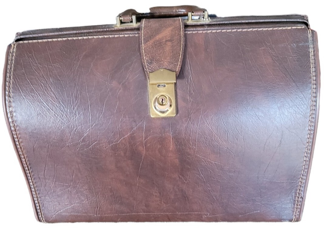 Vintage 50’s Antique Hipster Brown Attache Briefcase Overnighter Travel Read~☆~