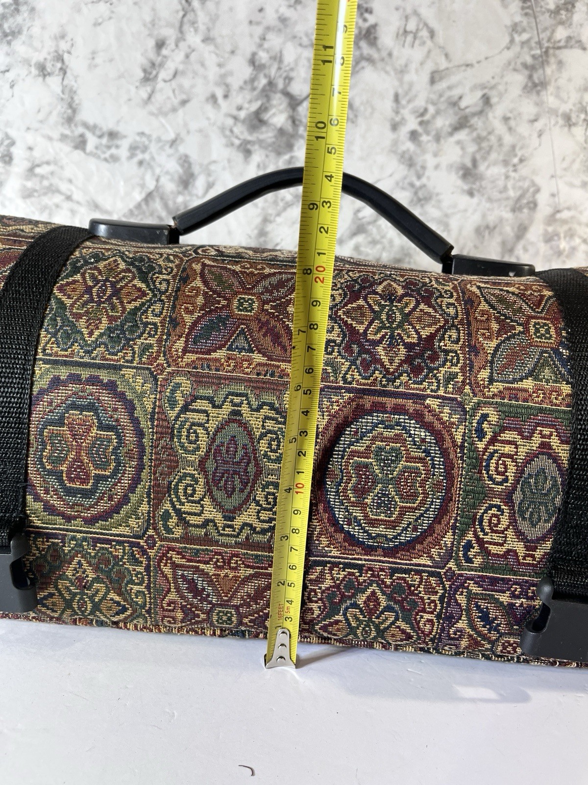 Vintage Stitch & Go Geometric Tapestry Craft Organizer Travel Roll Bag