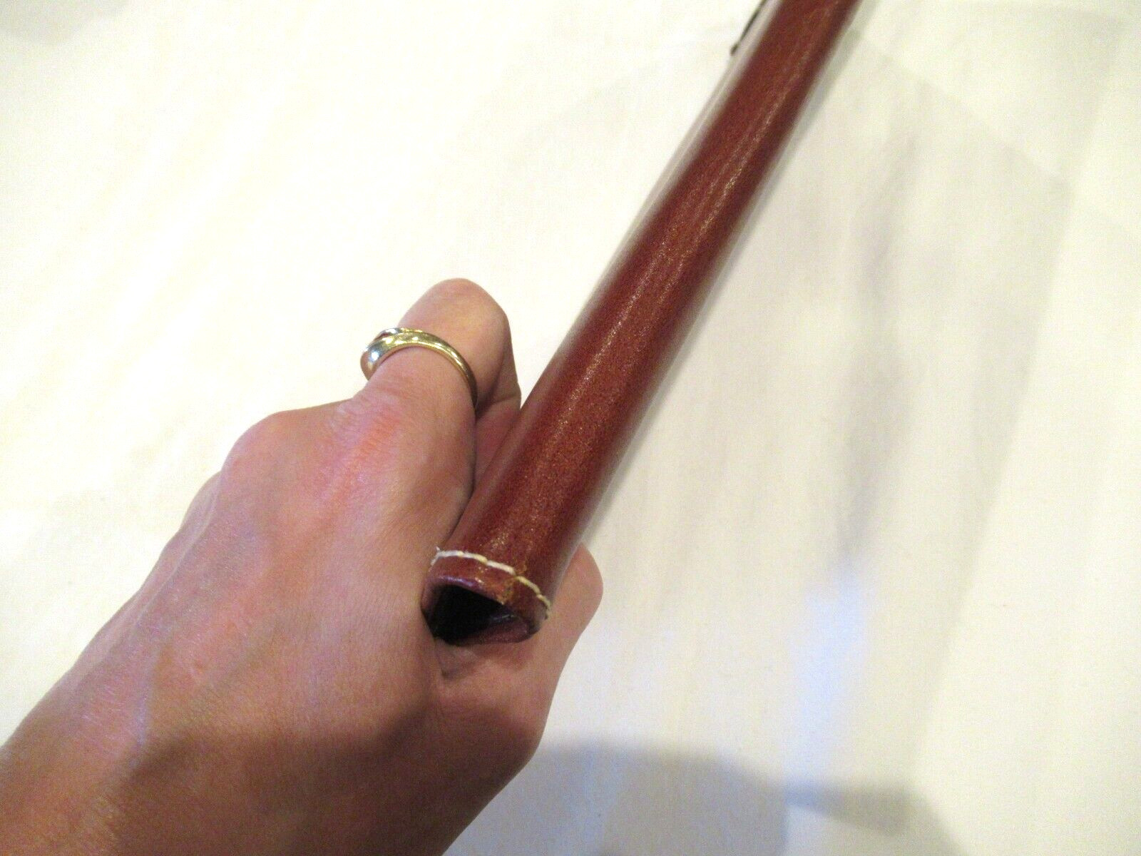 Vintage brown travel tie case, red plaid interior