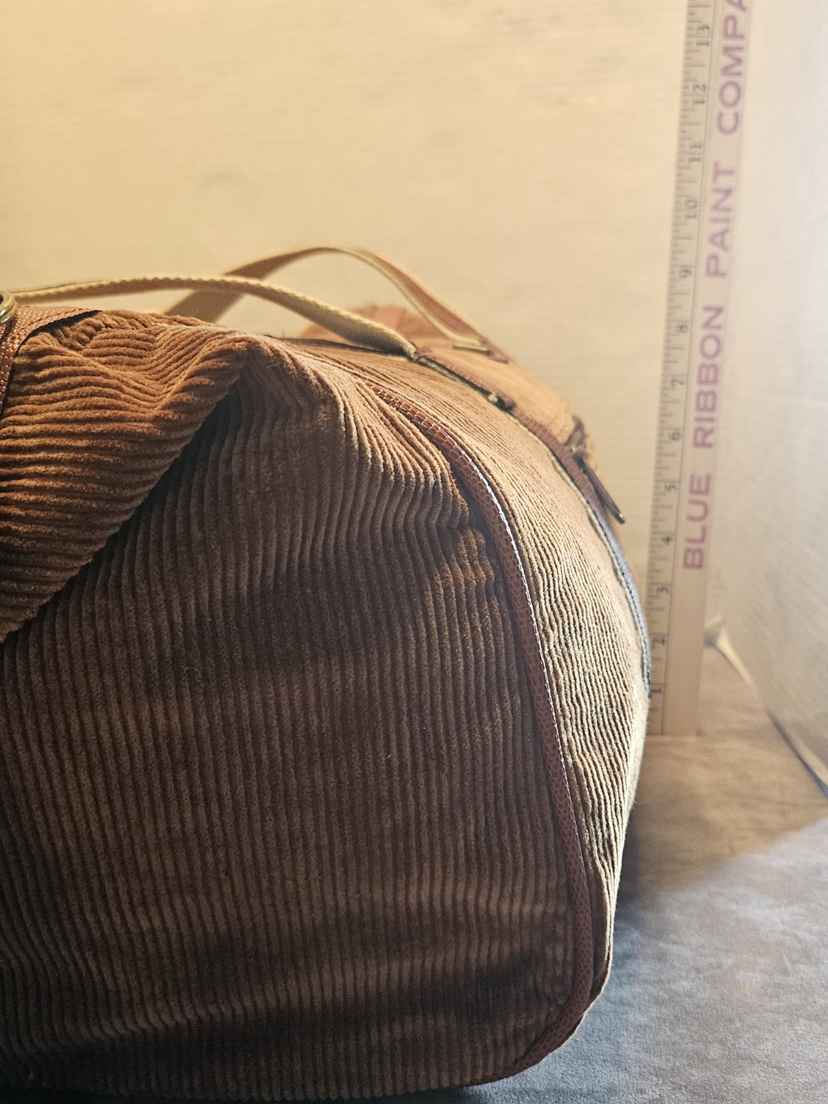 Vintage 70s 80s Luggage Gallery Brown Corduroy Duffel Bag Retro Weekender Korea
