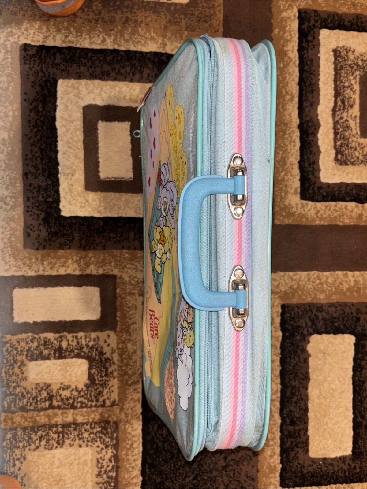 Vintage 1986 Care Bears Suitcase Luggage Light Blue Setting Sail for Grandmas