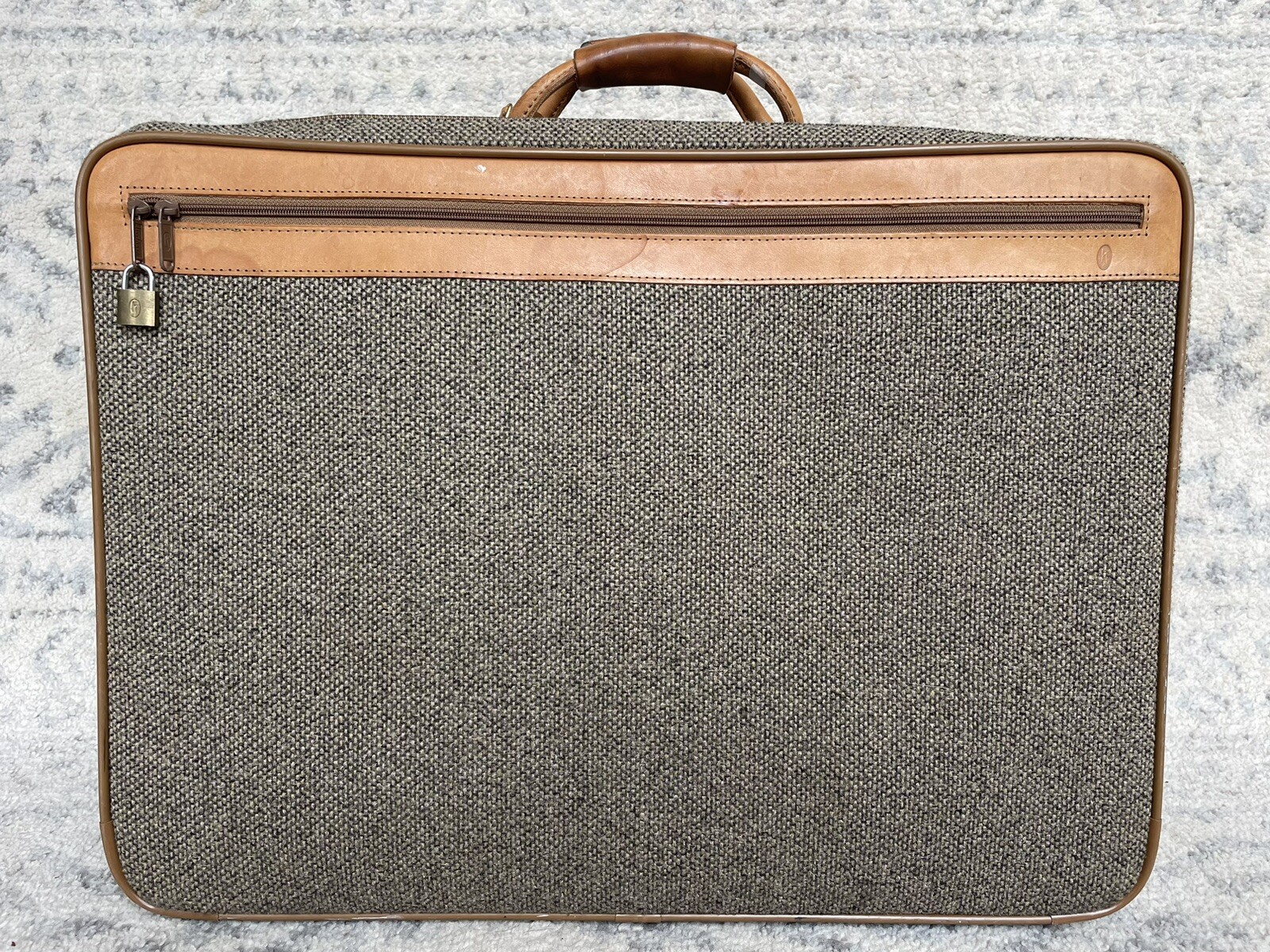 Hartmann Tweed Leather Suitcase Luggage Travel Bag 24x18x8.5 With Duffle Bag