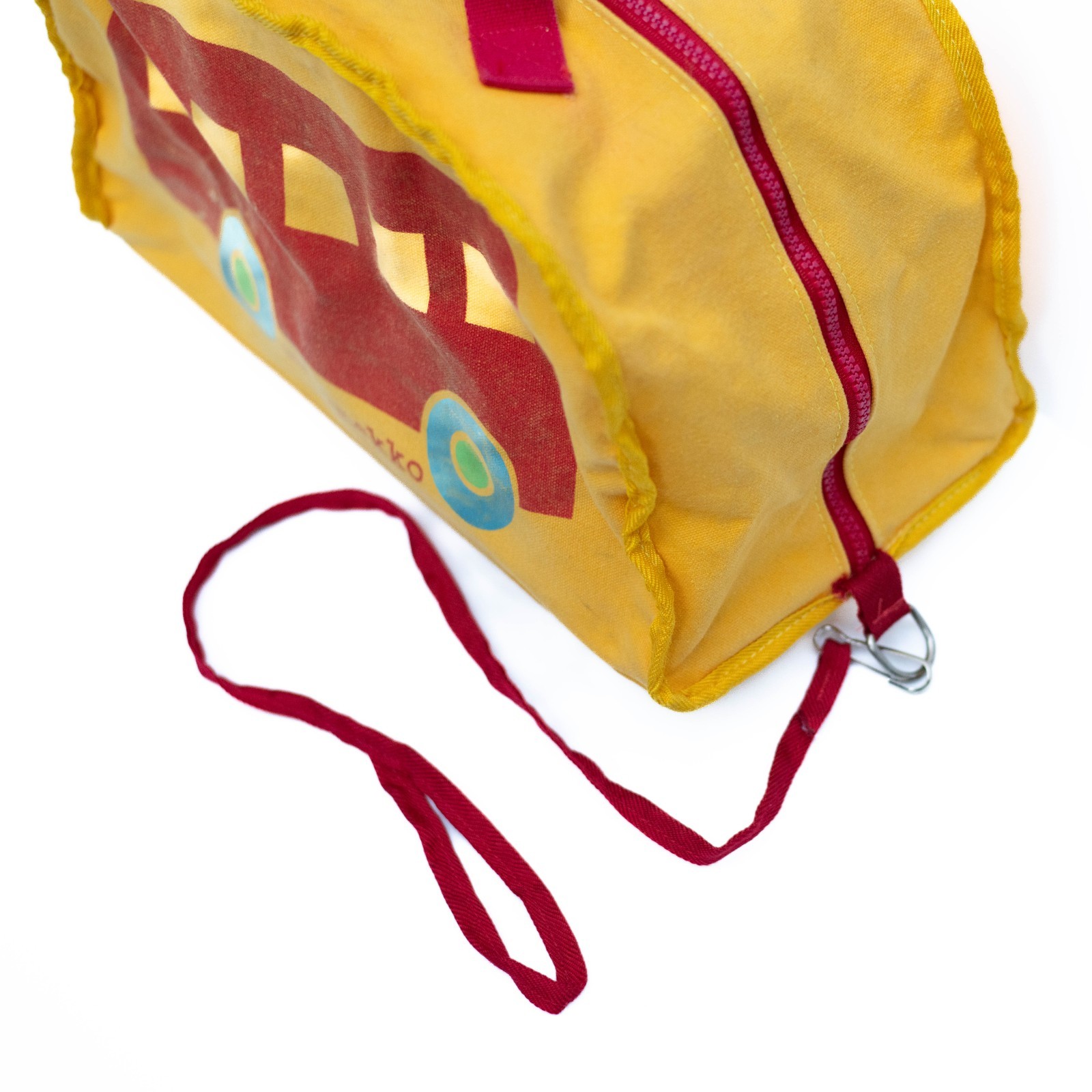 Vtg Marimekko Rolling Bag w/ Leash Children’s Travel Toy Tote 1982 Yellow Red