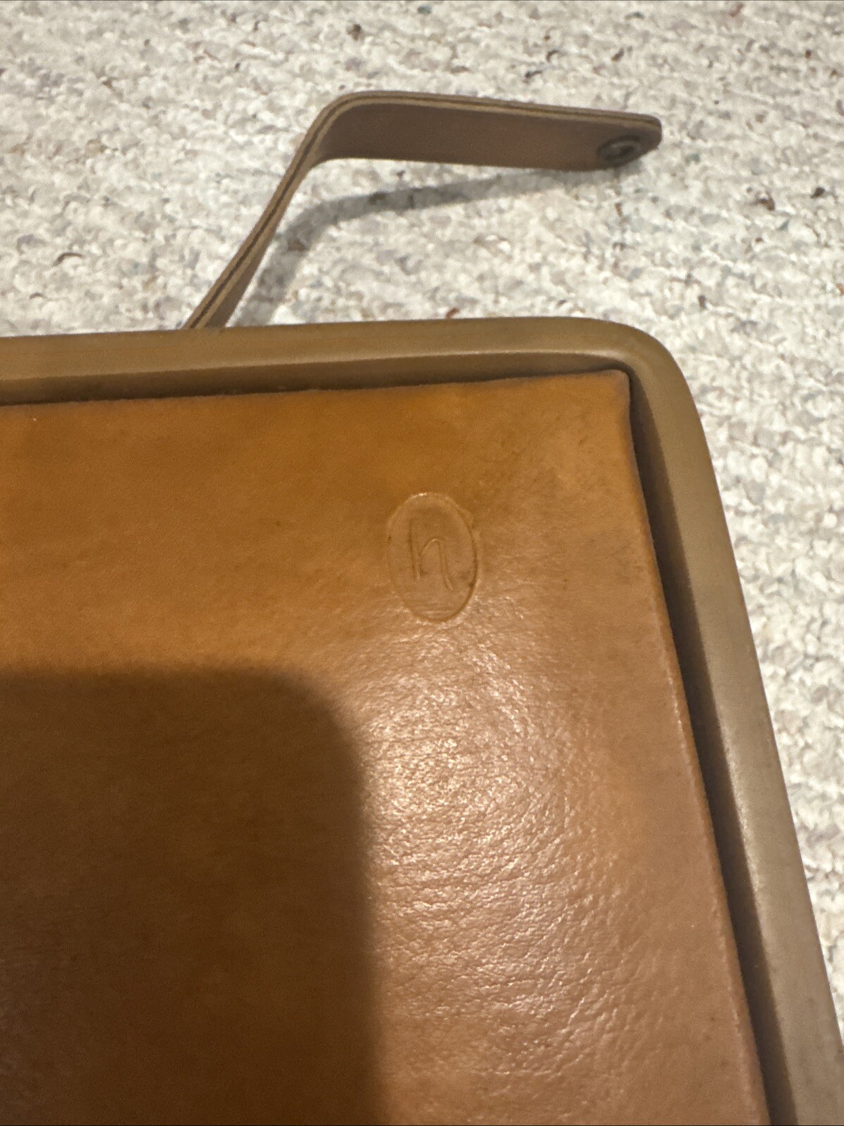 Hartmann Luggage Vintage Brown Tan Caramel Leather Hard Shell Belting Briefcase