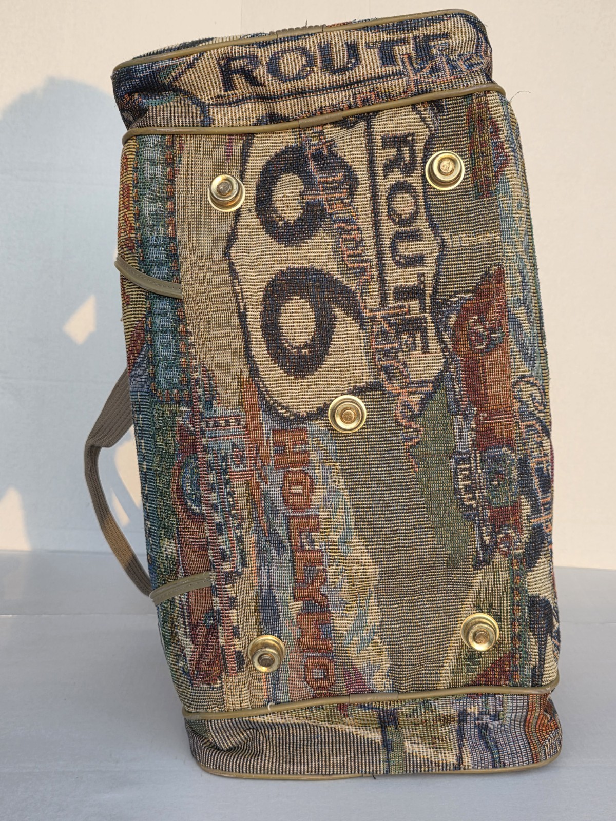 Vintage Pioneer Express Weekend Bag Route 66 Tapestry Duffel Carry On Travel.