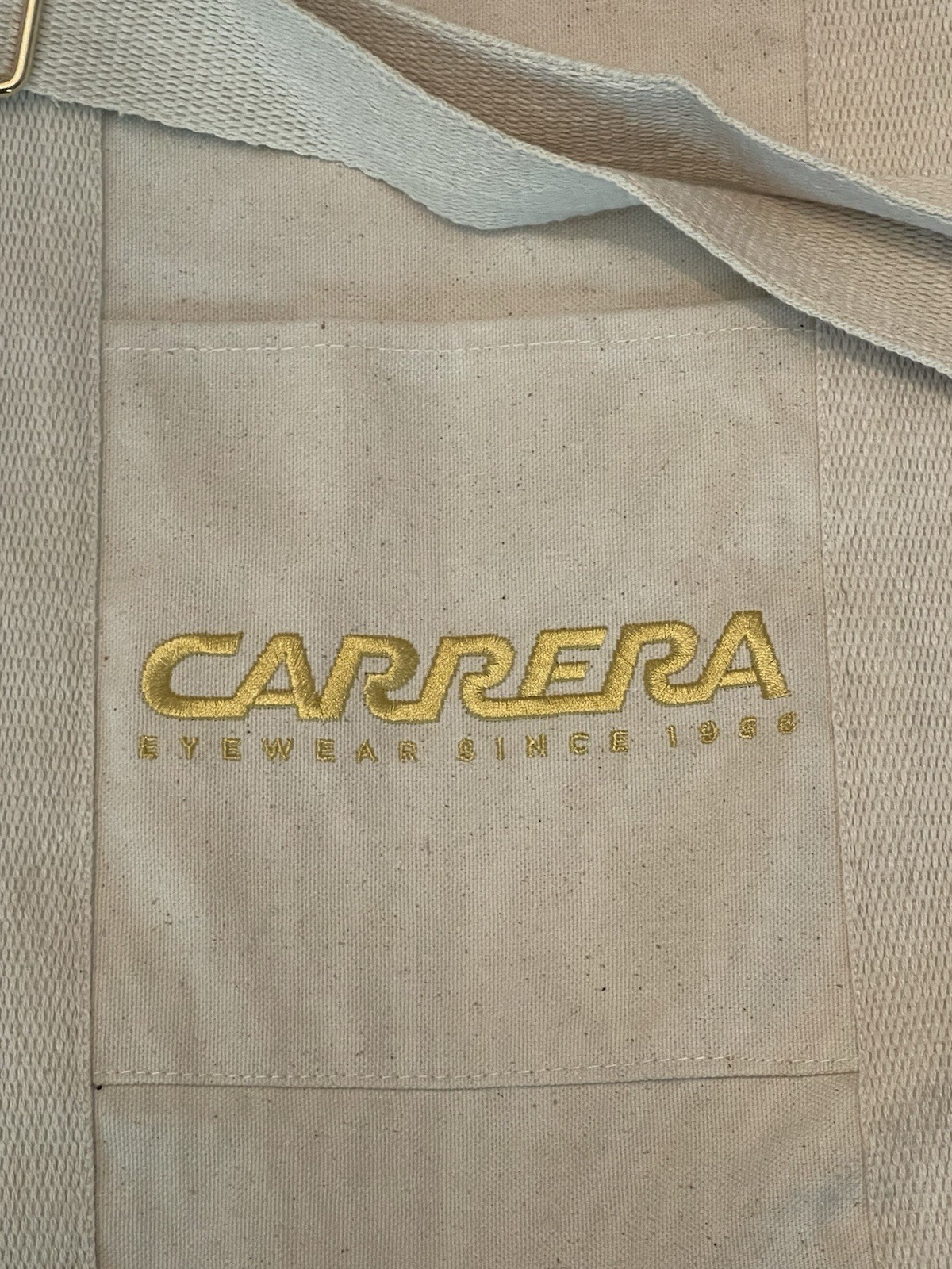 Vintage CARRERA Eyewear Since 1956 Cotton Duffle Bag with Gold Accents