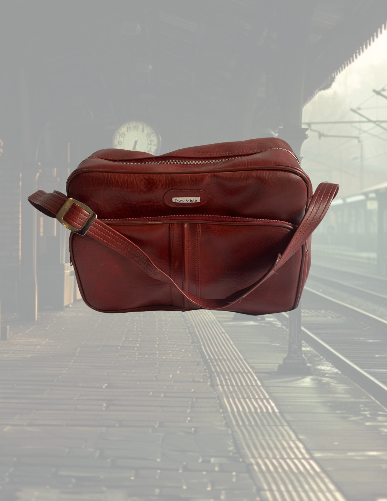 Rare Antique Leather Luggage Burgundy 5 piece set New Vista includes keys