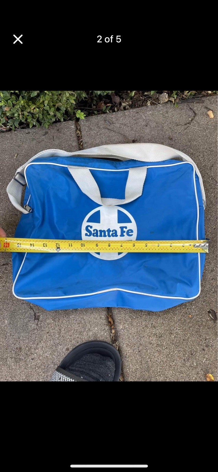 Vintage Santa Fe Carry Bag Duffle Blue and White Railroad NL